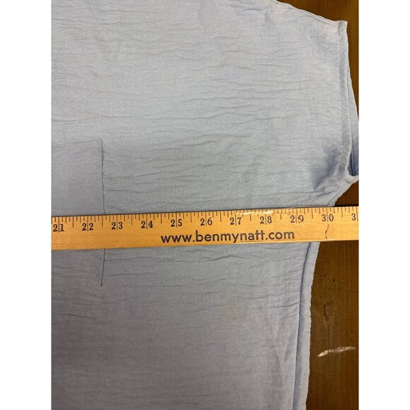 Zenana Womens Light Blue Oversized V-Neck Top W/ Pocket M - Picture 6 of 6